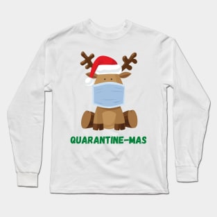 Quarantine-Mas Reindeer Christmas in Quarantine Reindeer Wearing a Mask During Quarantine Social Distancing Long Sleeve T-Shirt